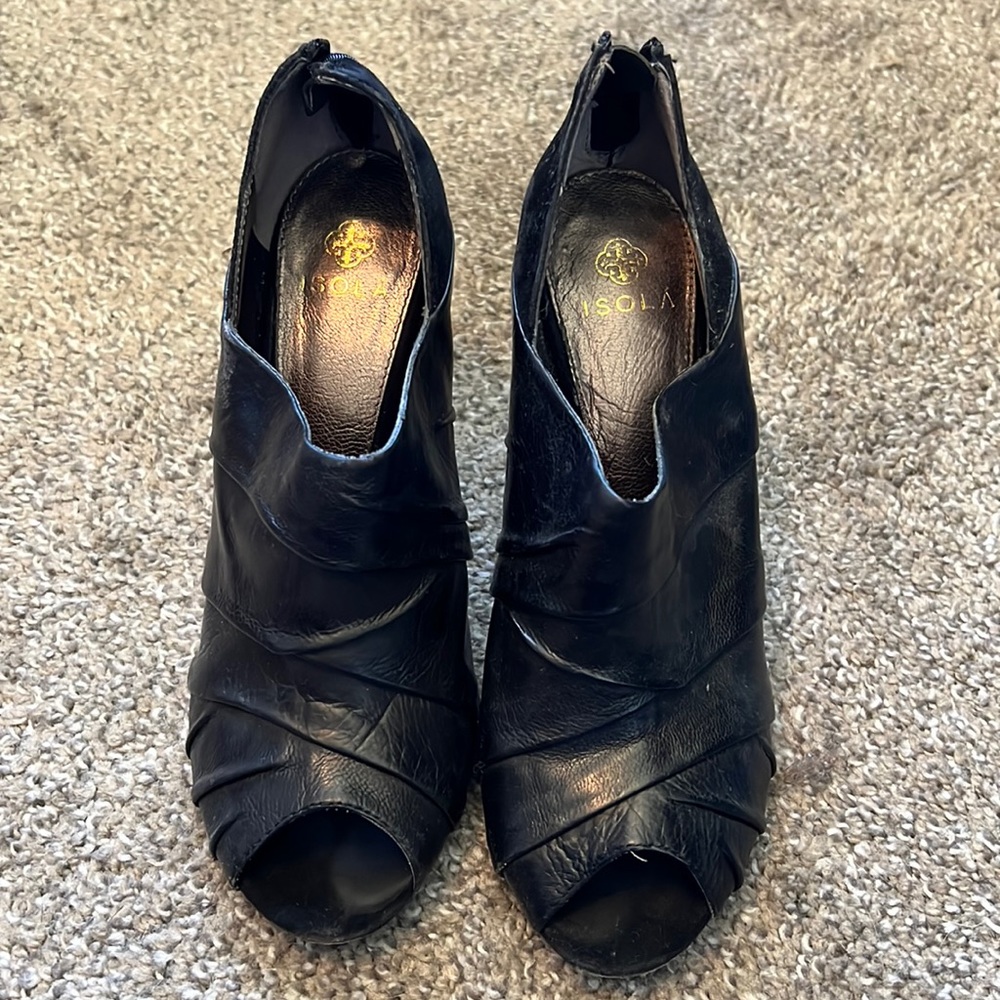 Isola black peep toe pumps, size 8